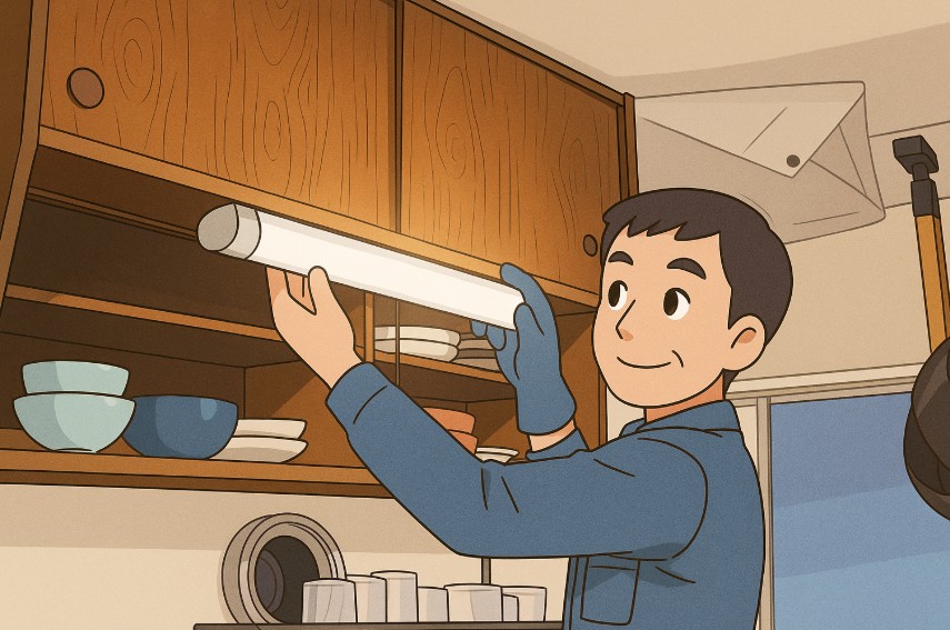 キッチンの蛍光灯カバー、正しい外し方