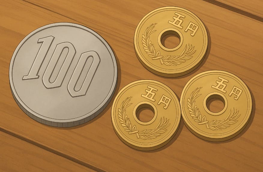 お賽銭の金額115円の最適な硬貨の組み合わせ
