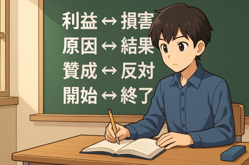 意味が対になる漢字の組み合わせ【基本リスト】