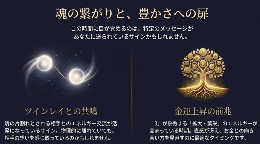 金のなる木のイラスト、ツインレイとの共鳴や金運拡大のエネルギーについて解説するスライド