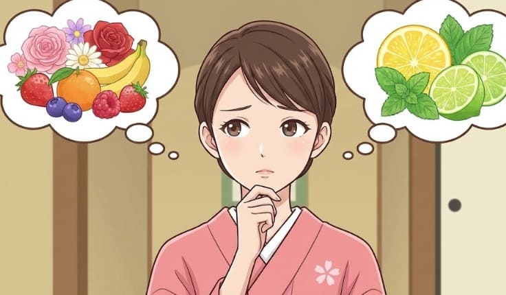 まずは「甘い」か「さっぱり」かで二択にする