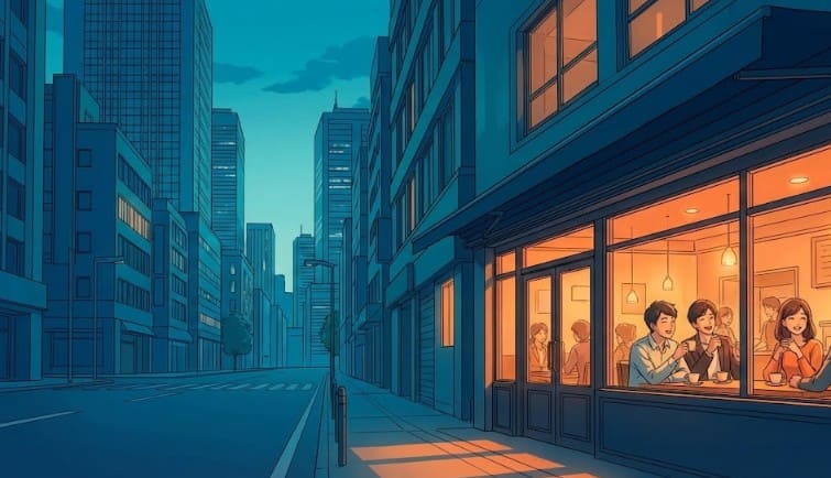 青とオレンジの対照的な魅力