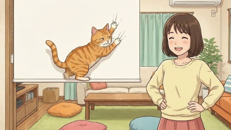 ロールスクリーンは爪が滑り登れない最強の壁