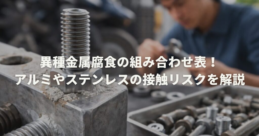 異種金属腐食の組み合わせ表！アルミやステンレスの接触リスクを解説