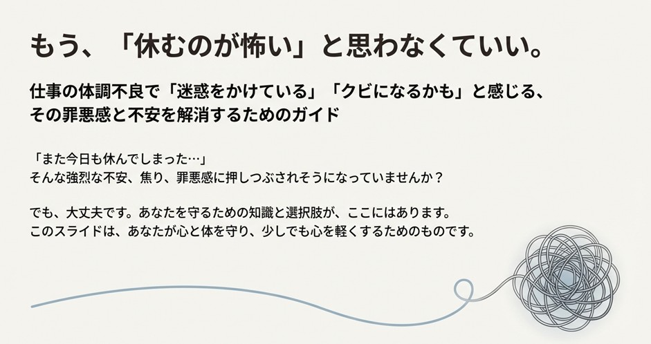 仕事で体調不良！休みすぎは迷惑？クビの不安と罪悪感を消す方法