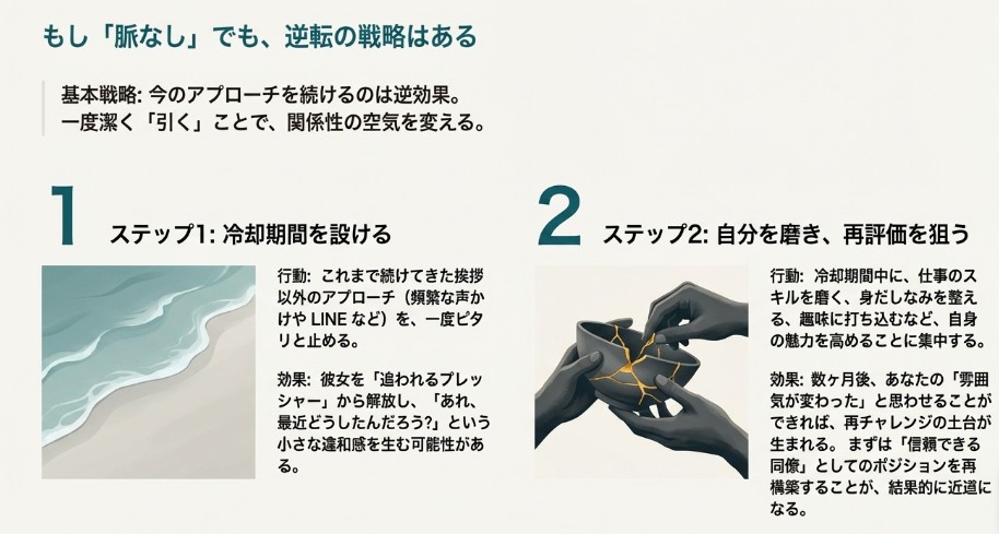 冷却期間を設けて自分磨きを行い、再評価を狙うための具体的な行動ステップ