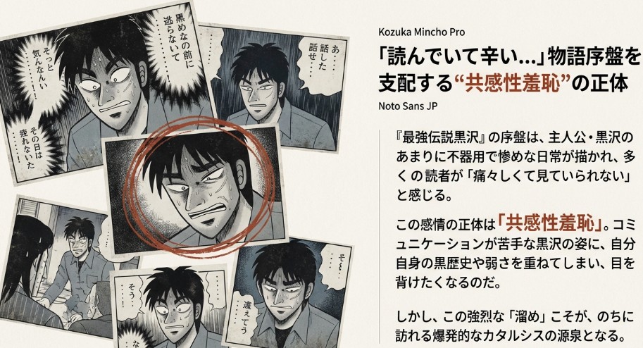 汗をかいてパソコンに向かう焦った表情の男性のイラスト。「読んでいて辛い」と感じる原因が、自身の黒歴史を重ねてしまう「共感性羞恥」であることを解説