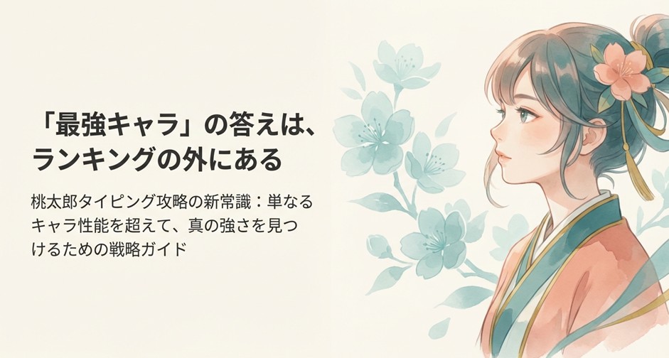 「最強キャラ」の答えはランキングの外にあるというメッセージと和風の女性イラスト