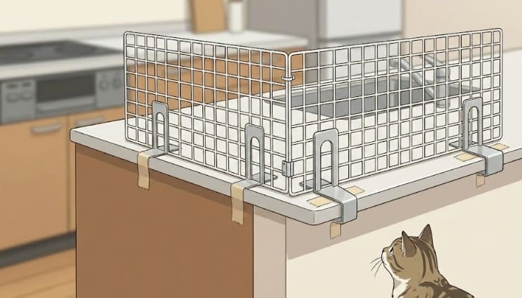 カウンターに登るのを防ぐ安全なガード設計