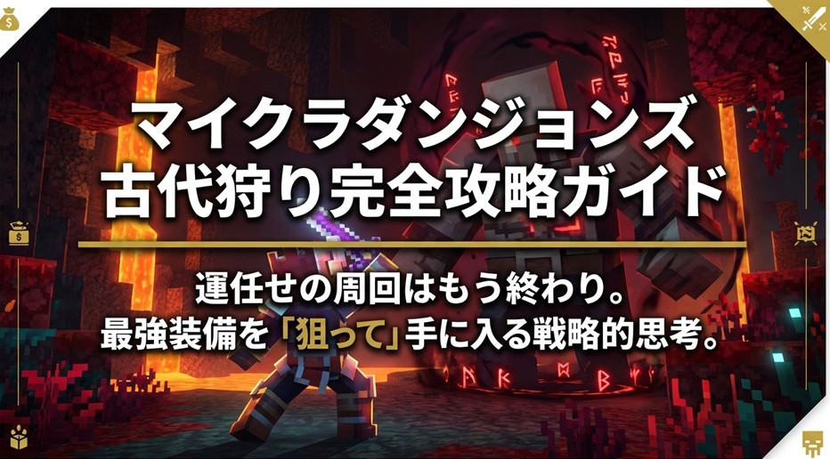 マイクラダンジョンズ古代狩り組み合わせ攻略！ルーンと最強装備