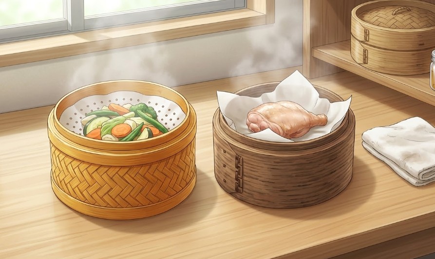 杉や竹などせいろの素材とシートの相性や手入れの基本