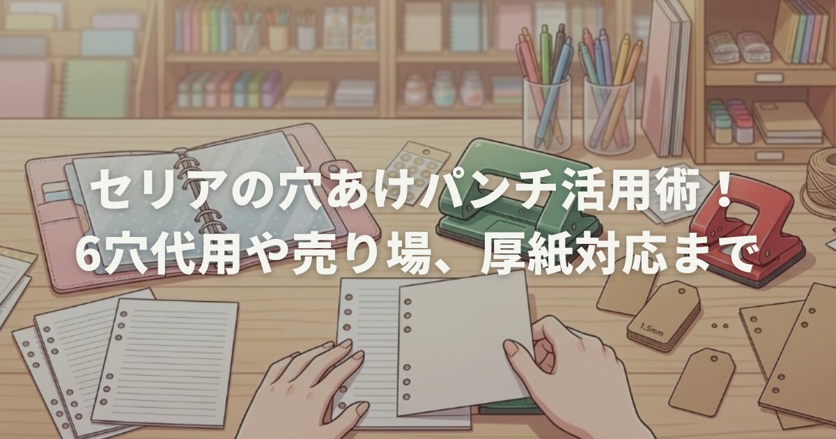 セリアの穴あけパンチ活用術！6穴代用や売り場、厚紙対応まで