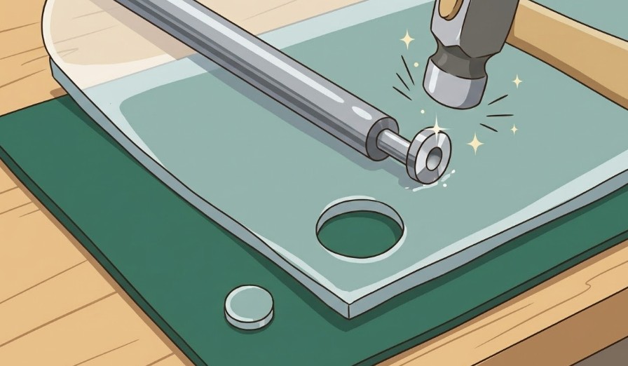 打撃式ポンチで厚手のPVCを綺麗に打ち抜く