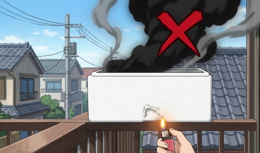 ライターや火での燃焼は危険でNG