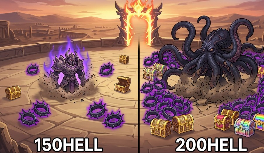 150HELL以上の難易度別ドロップ期待値の比較