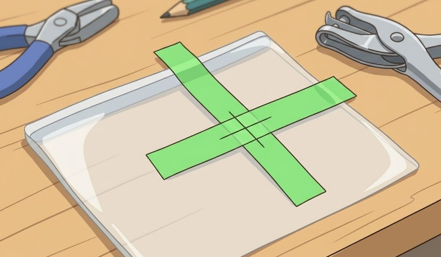 養生テープで穿孔位置を固定してズレを防ぐ